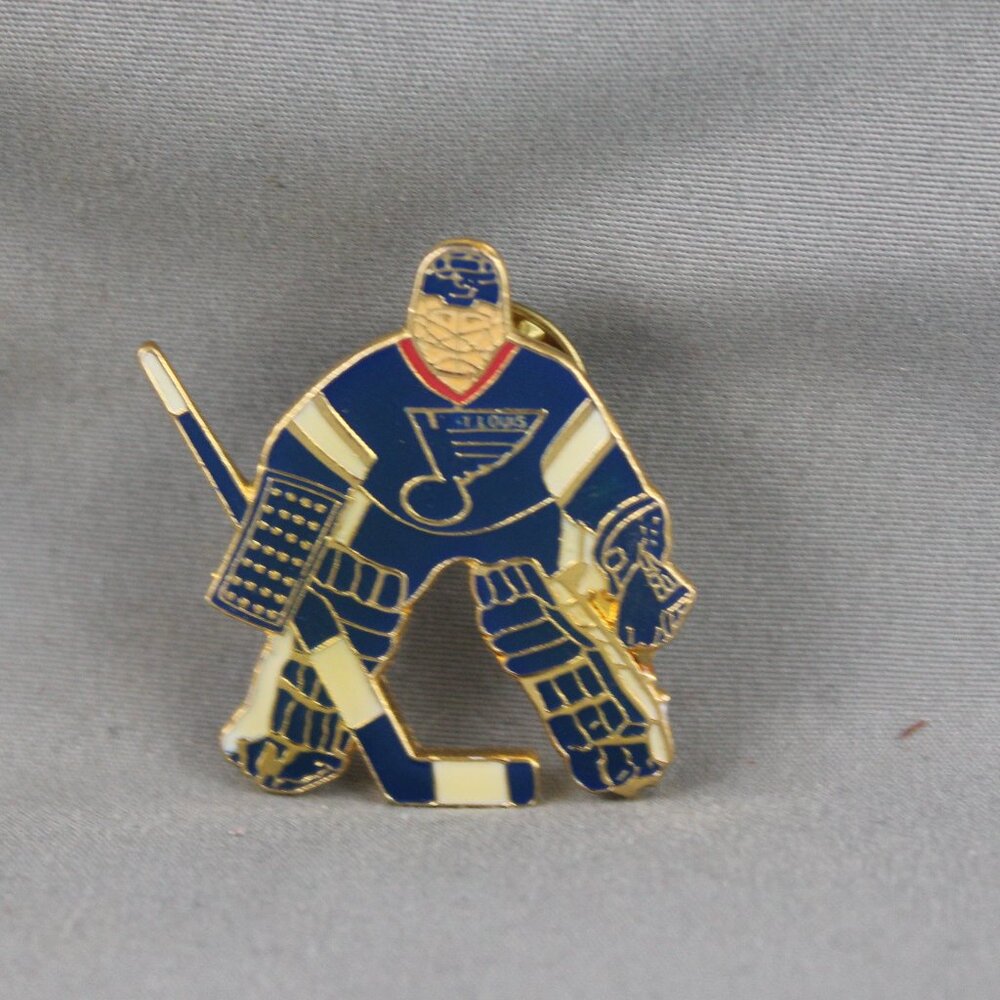 St Louis Blue Pin (VTG) - 1990s Away Goalie by Ace - Inlaid Pin